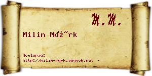 Milin Márk névjegykártya
